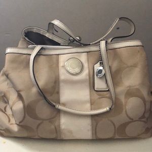 Coach signature canvas satchel hobo handbag